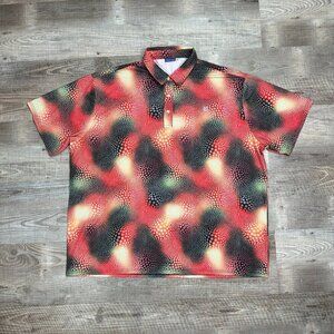 HRESKI Mens Golf Polo Shirt Size 3XL Abstract Space Lava Stretch Performance